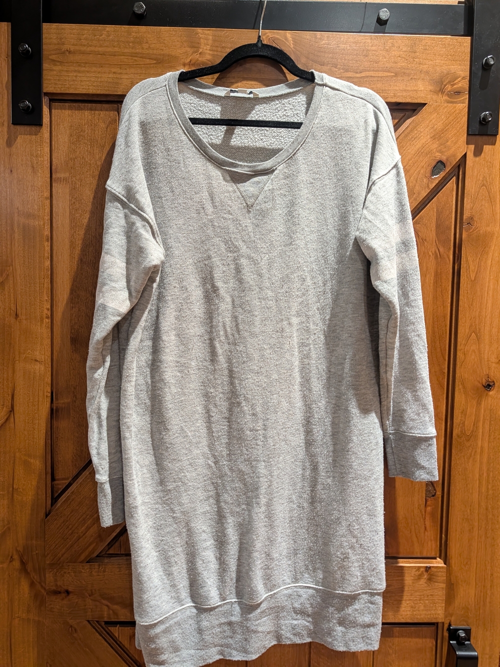 American Eagle Outfitters Light Gray Long Sleeve Crewneck Dress